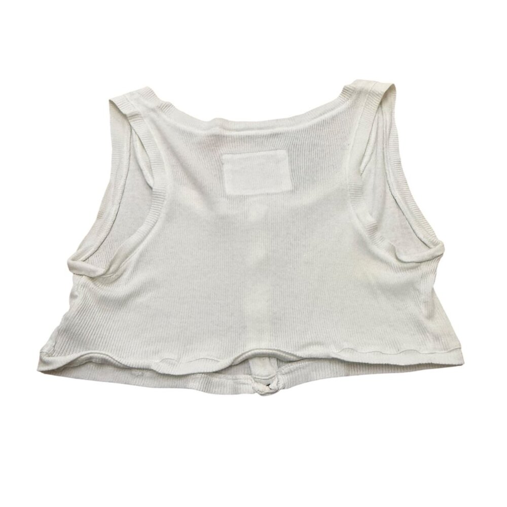 Vintage 69 White Ribbed Cotton Cropped Tank Top Y2K - Picture 6 of 6